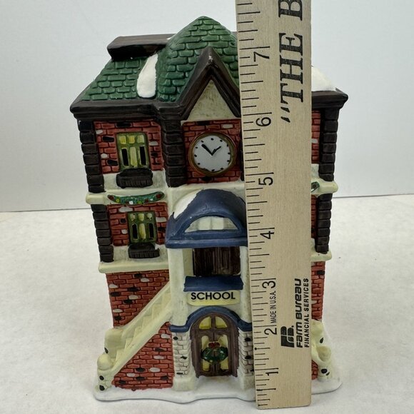 Vintage Holiday Expressions Illuminated Ceramic Schoolhouse Dual Stairs 7.5" - Picture 9 of 14